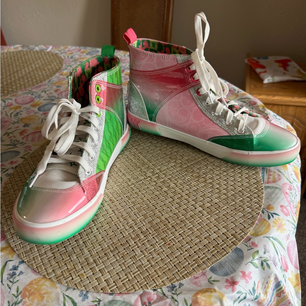 Women’s wicked movie sneakers size 11 green pink tennis shoes